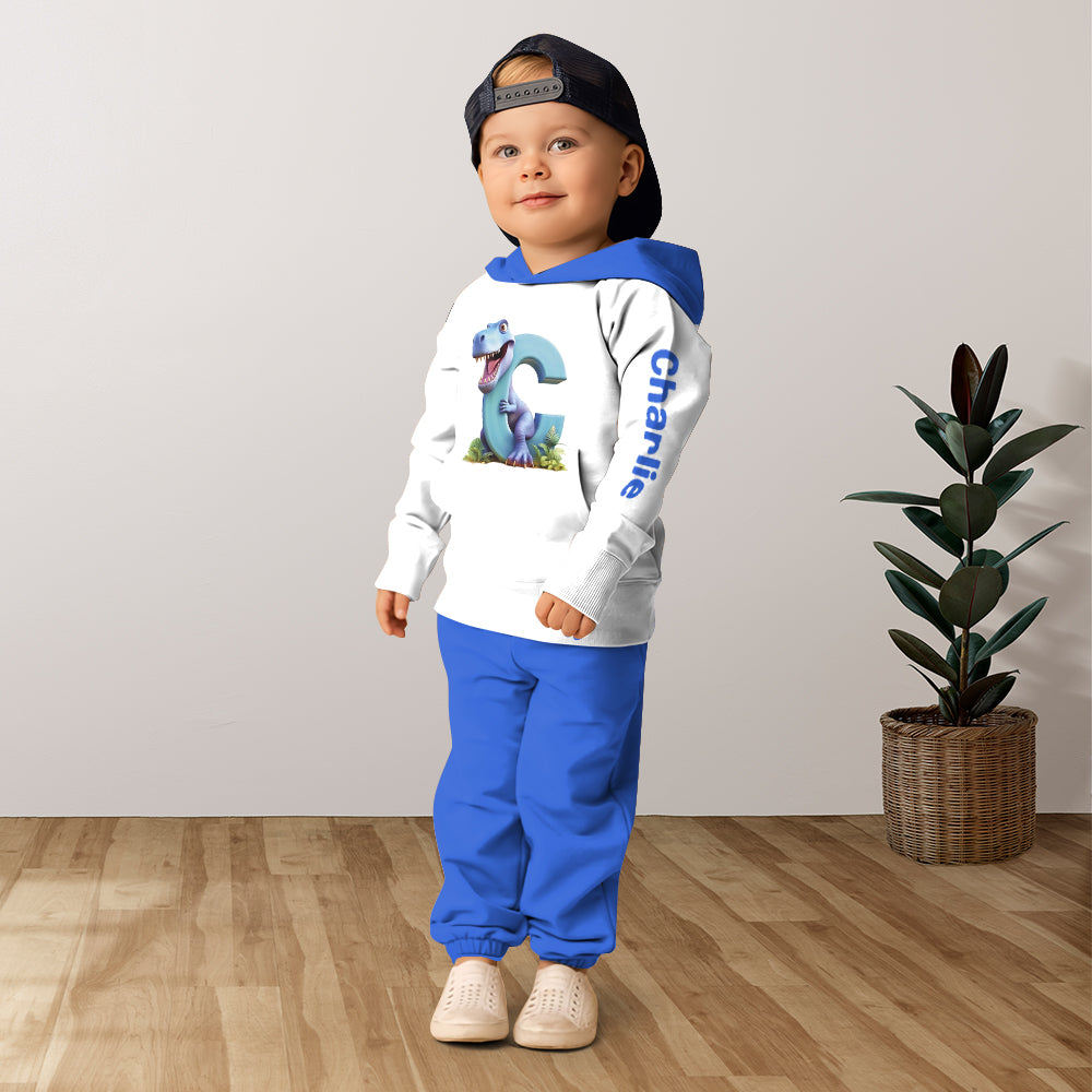 Alphabet des lettres dinosaures - Sweat à capuche et pantalon de jogging personnalisés pour enfant