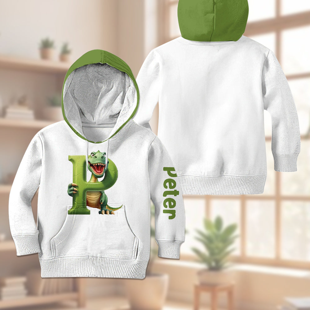 Alphabet des lettres dinosaures - Sweat à capuche et pantalon de jogging personnalisés pour enfant