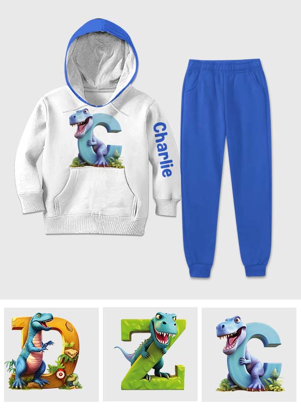 Alphabet des lettres dinosaures - Sweat à capuche et pantalon de jogging personnalisés pour enfant