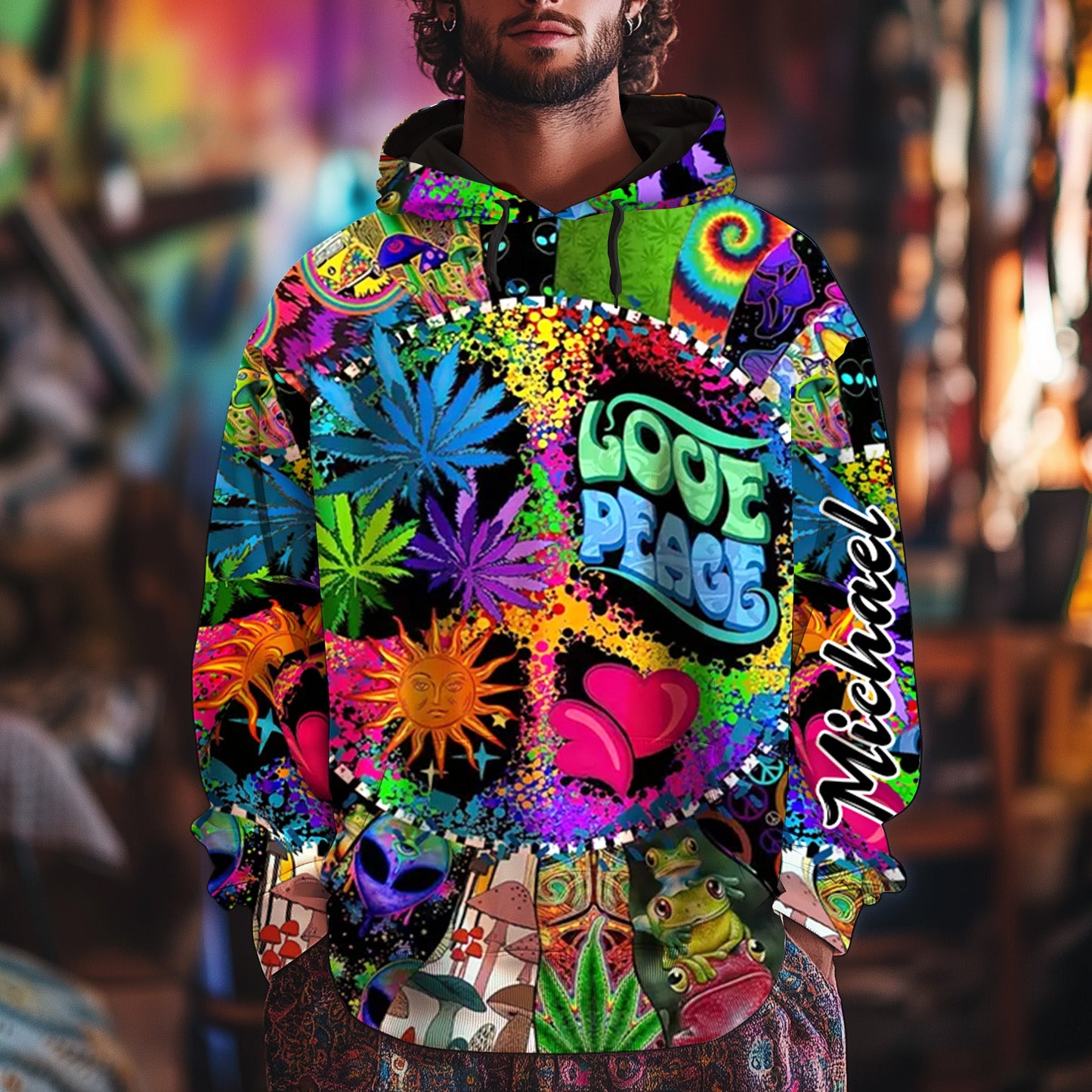 Liebe und Frieden – Personalisiertes Hippie-Shirt