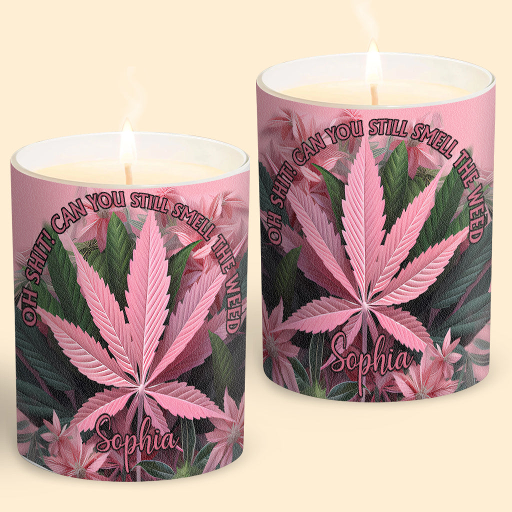 Rose dans mon coin - Bougie personnalisée au cannabis avec couvercle en bois