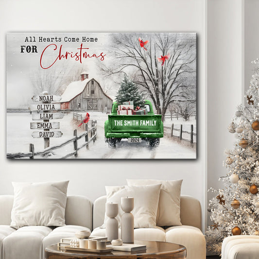 All Hearts Come Home For Christmas - Personalized Family Canvas And Poster