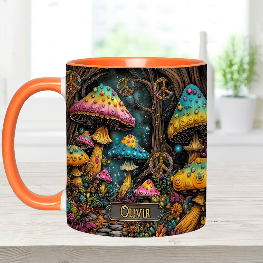 Mug champignon magique personnalisé style hippie