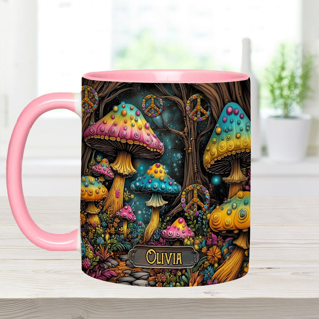 Mug champignon magique personnalisé style hippie