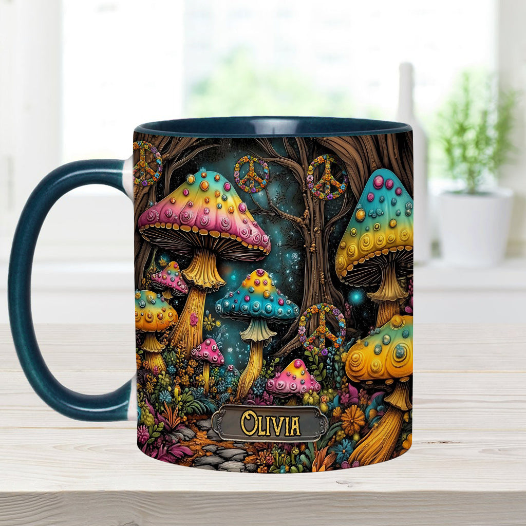 Mug champignon magique personnalisé style hippie
