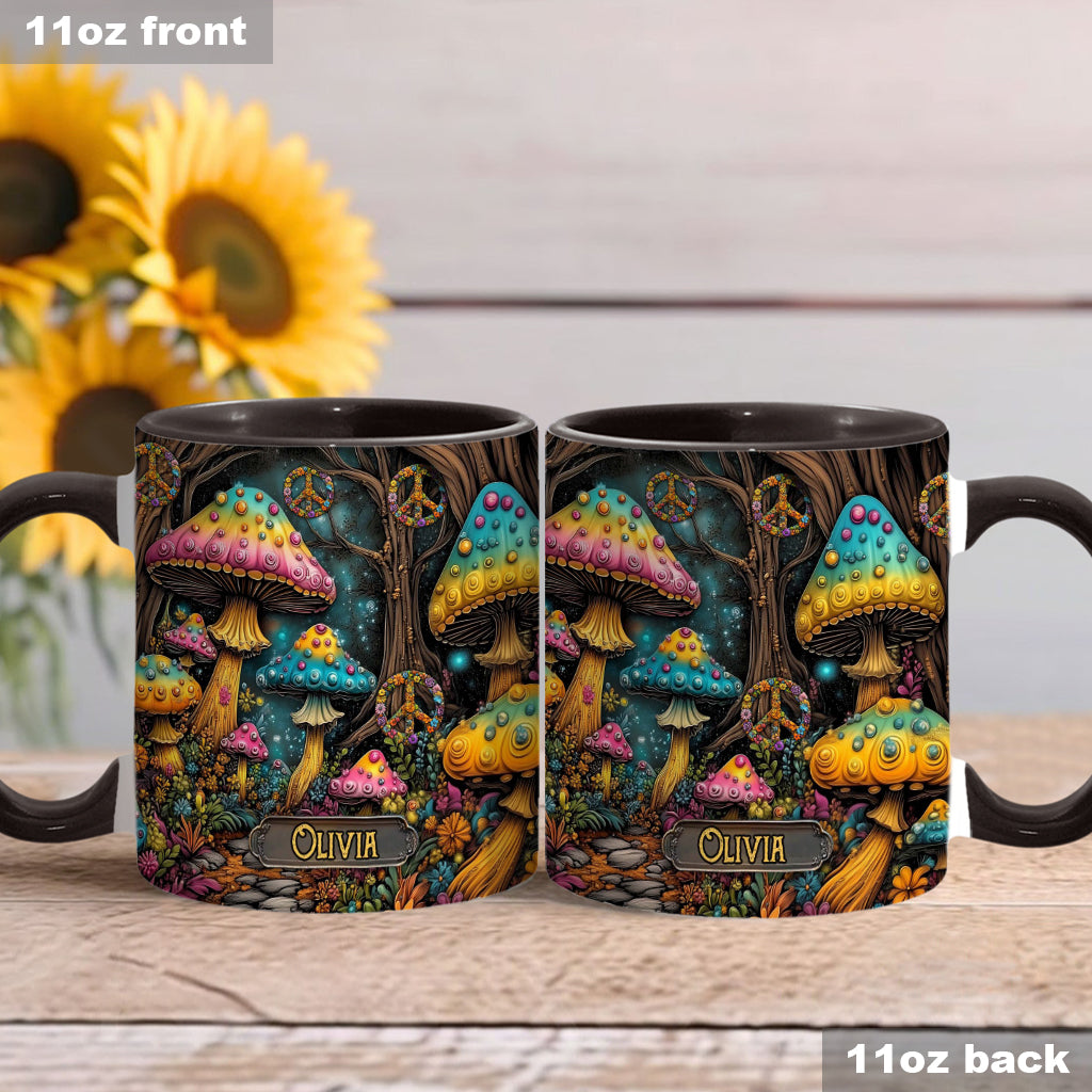 Mug champignon magique personnalisé style hippie