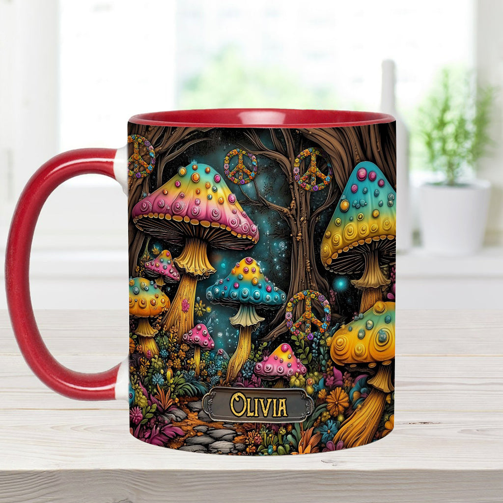 Mug champignon magique personnalisé style hippie