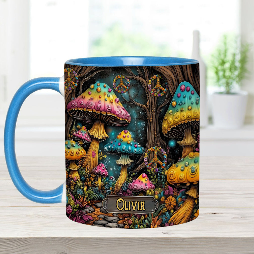 Mug champignon magique personnalisé style hippie