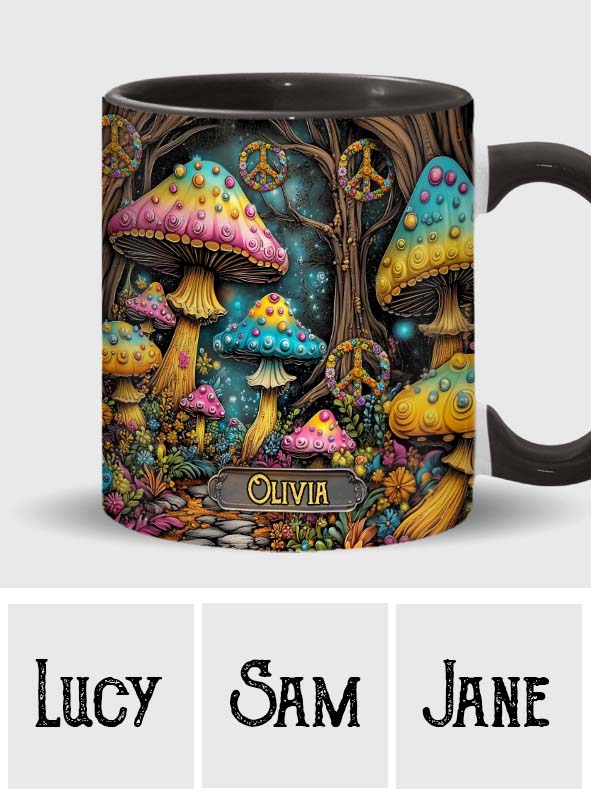 Mug champignon magique personnalisé style hippie