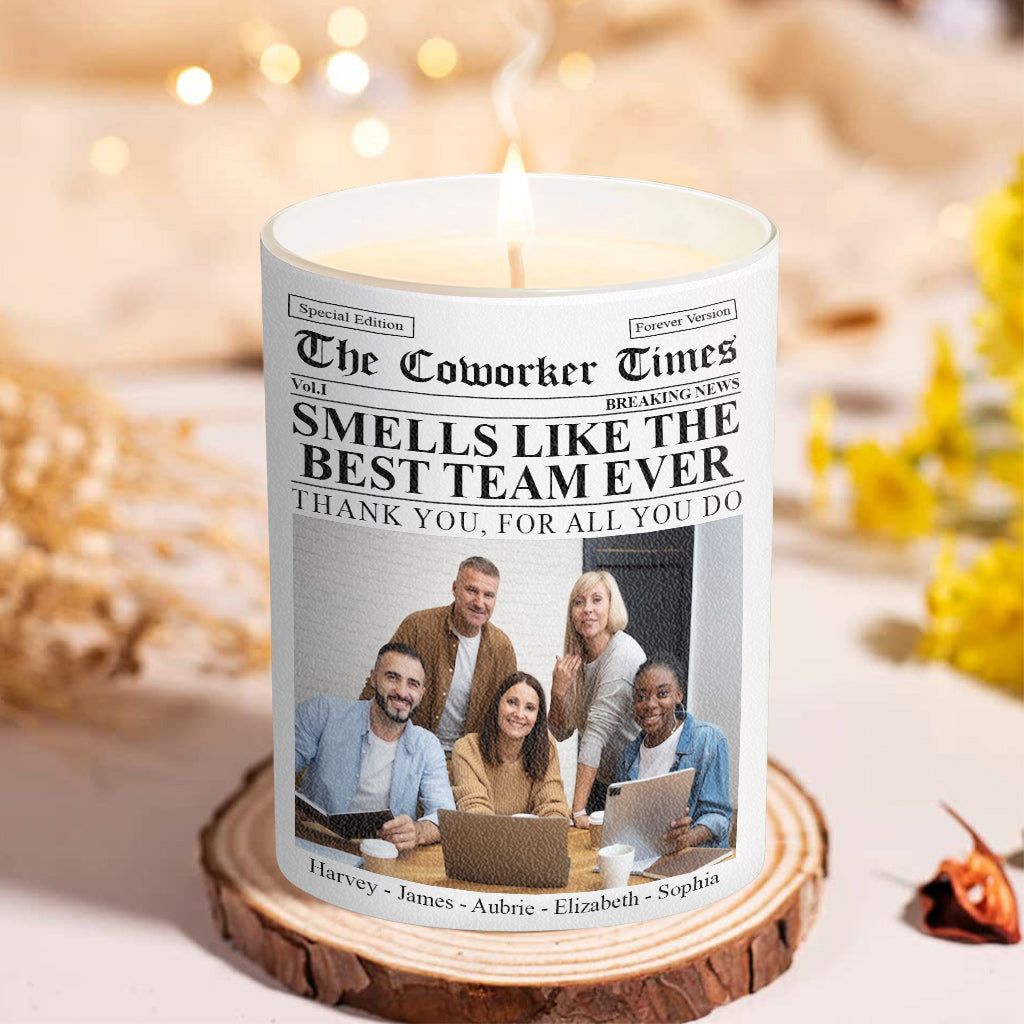 The Co-workers Times Meilleure équipe de tous les temps - Bougie personnalisée pour collègues avec couvercle en bois