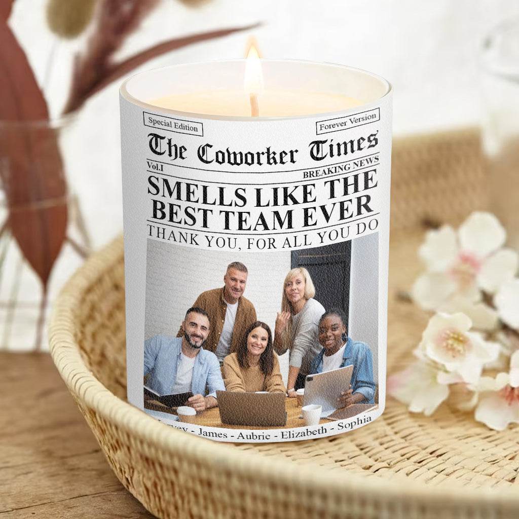 The Co-workers Times Meilleure équipe de tous les temps - Bougie personnalisée pour collègues avec couvercle en bois