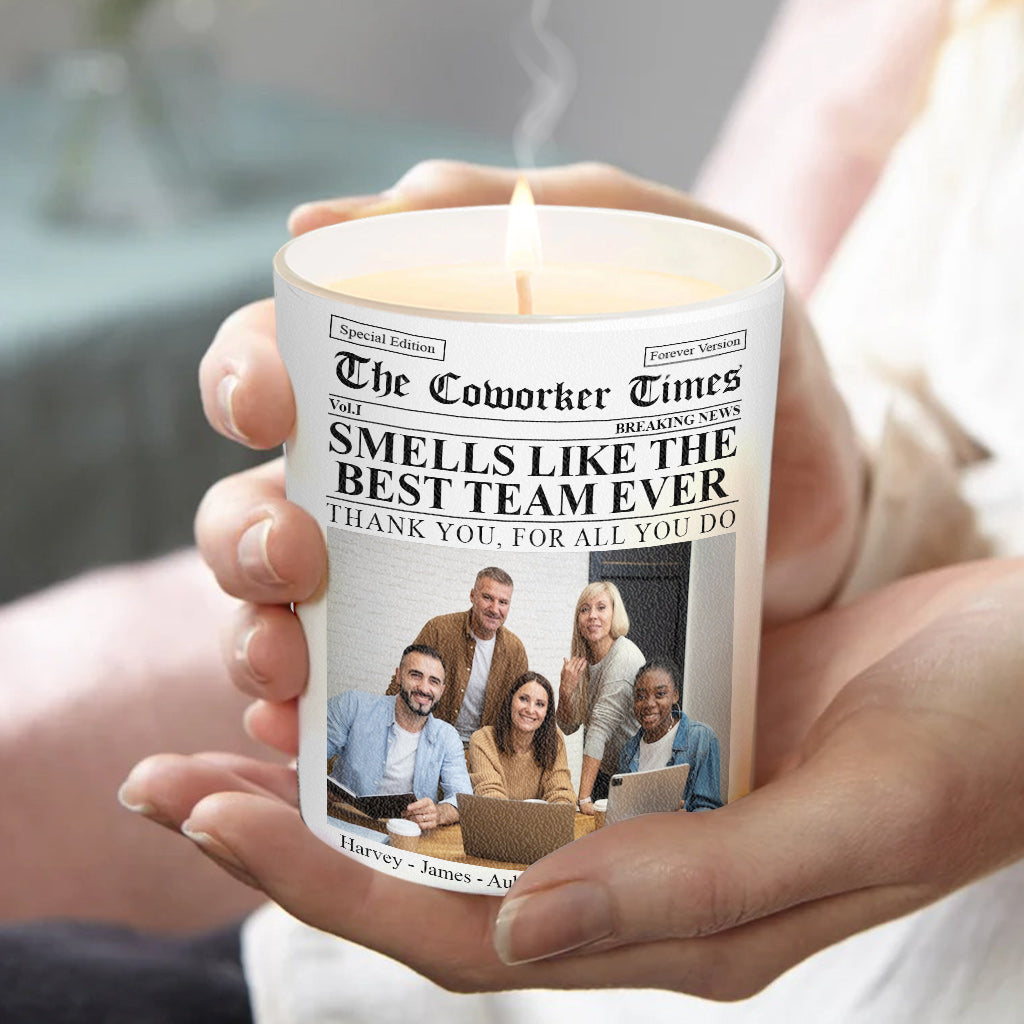 The Co-workers Times Meilleure équipe de tous les temps - Bougie personnalisée pour collègues avec couvercle en bois