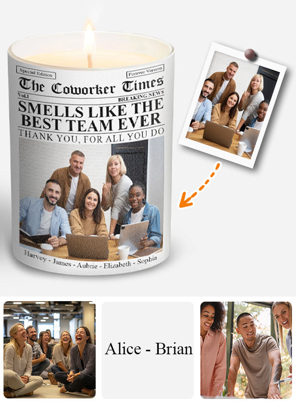 The Co-workers Times Meilleure équipe de tous les temps - Bougie personnalisée pour collègues avec couvercle en bois