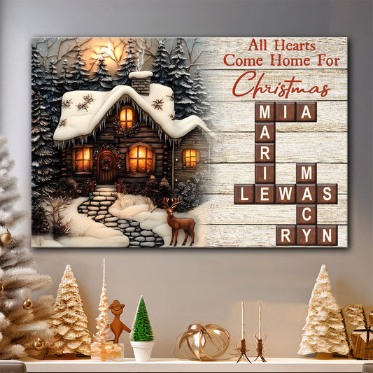 All Hearts Come Home For Christmas - Personalized Family Canvas And Poster
