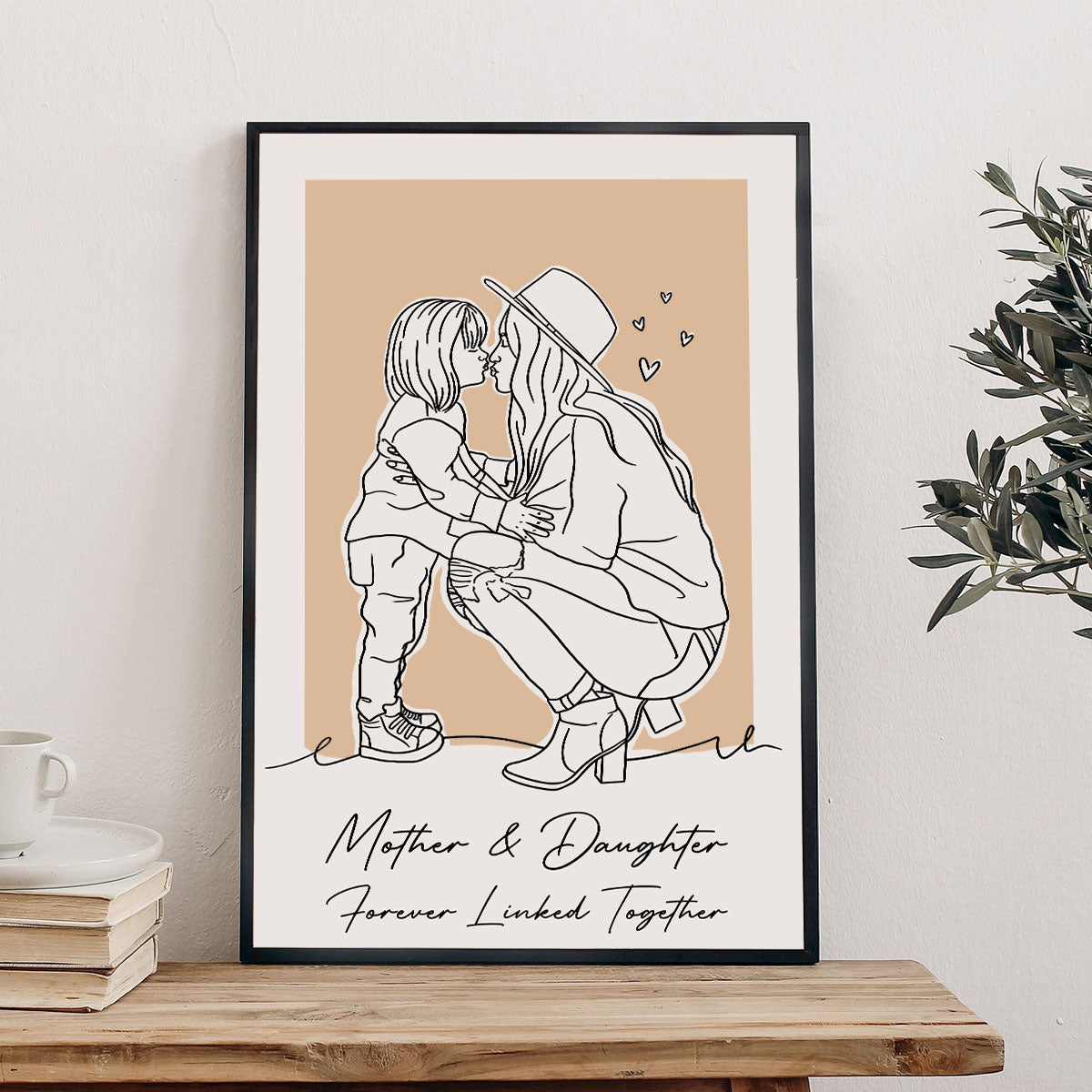 Custom Lineart Portrait - Personalized Mother Canvas And Poster