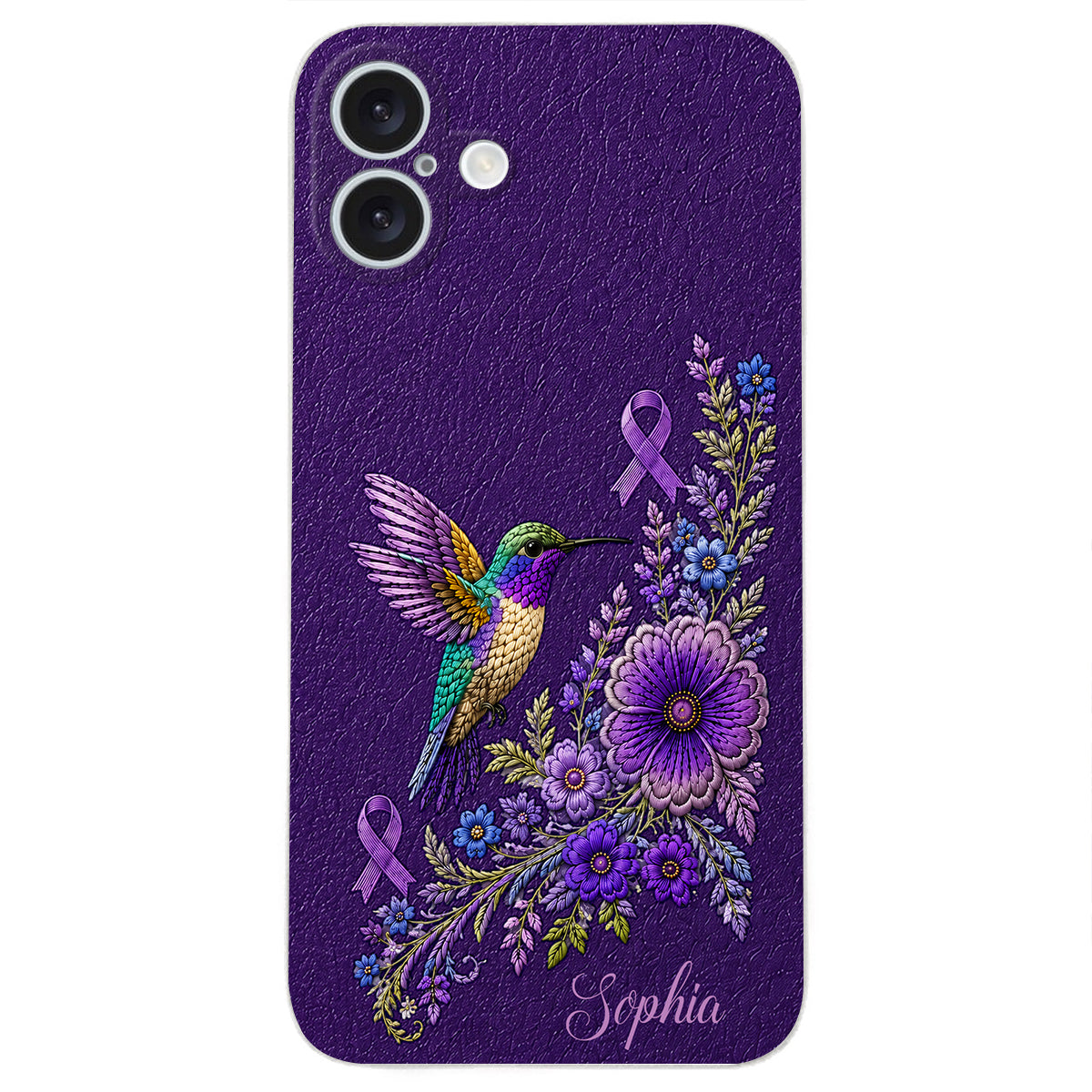 Purple Awareness – Personalized Alzheimer Awareness 3D Embossed Leather Phone Case
