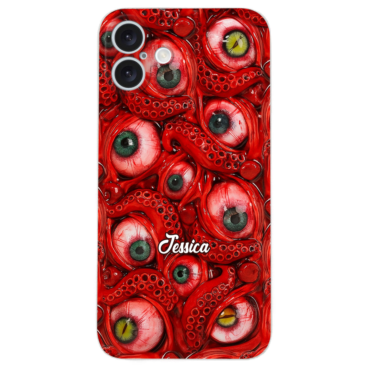Horror Bloody Eyes - Personalisierte Halloween-Handyhülle aus Leder