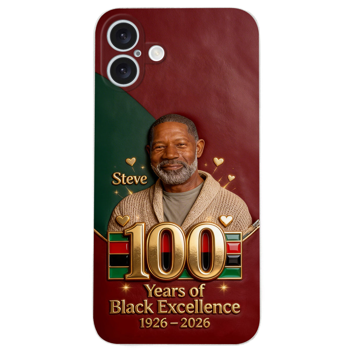 100 ans d'excellence noire - Étui de téléphone personnalisé en cuir afro-américain