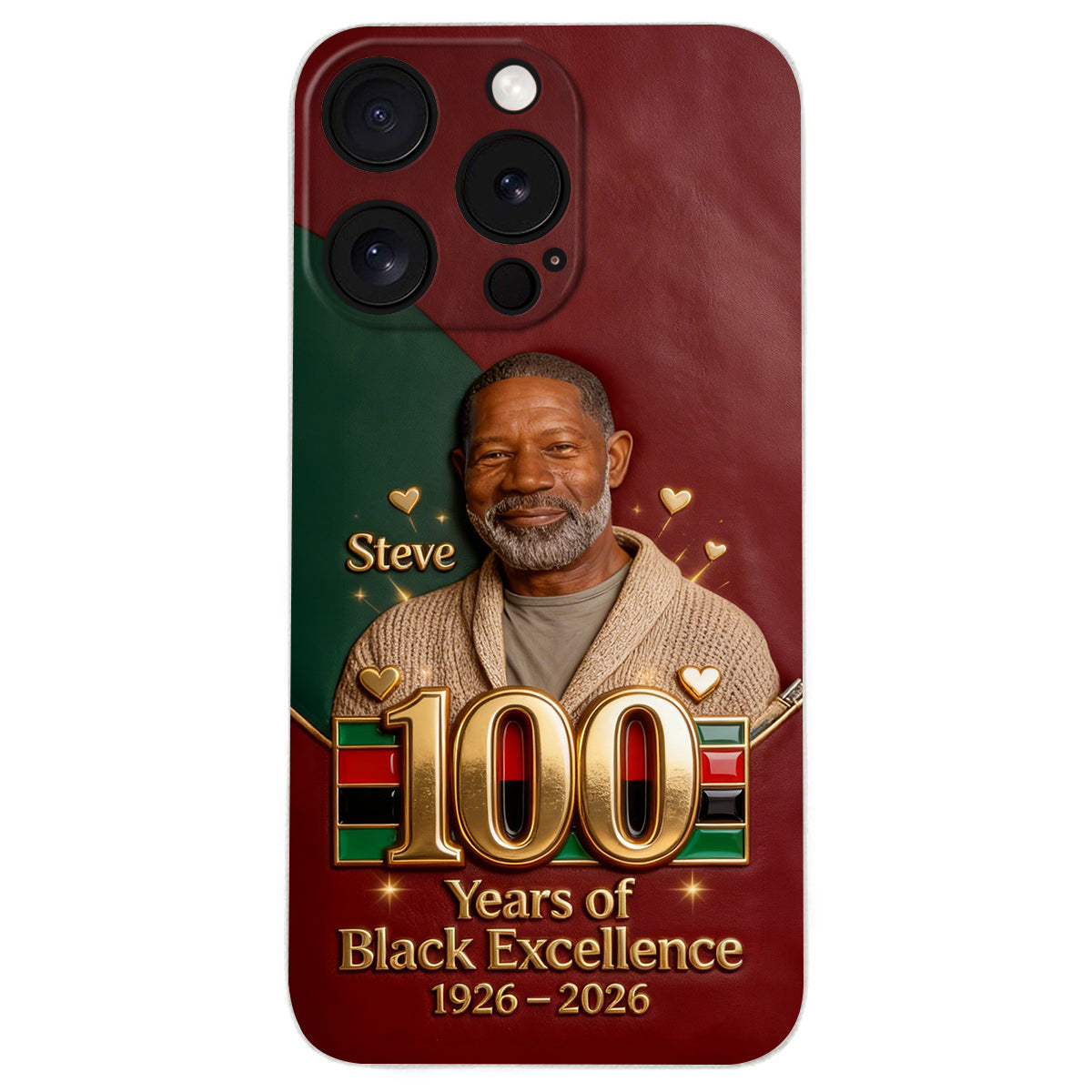 100 ans d'excellence noire - Étui de téléphone personnalisé en cuir afro-américain