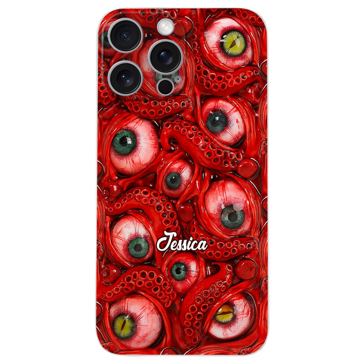 Horror Bloody Eyes - Personalisierte Halloween-Handyhülle aus Leder