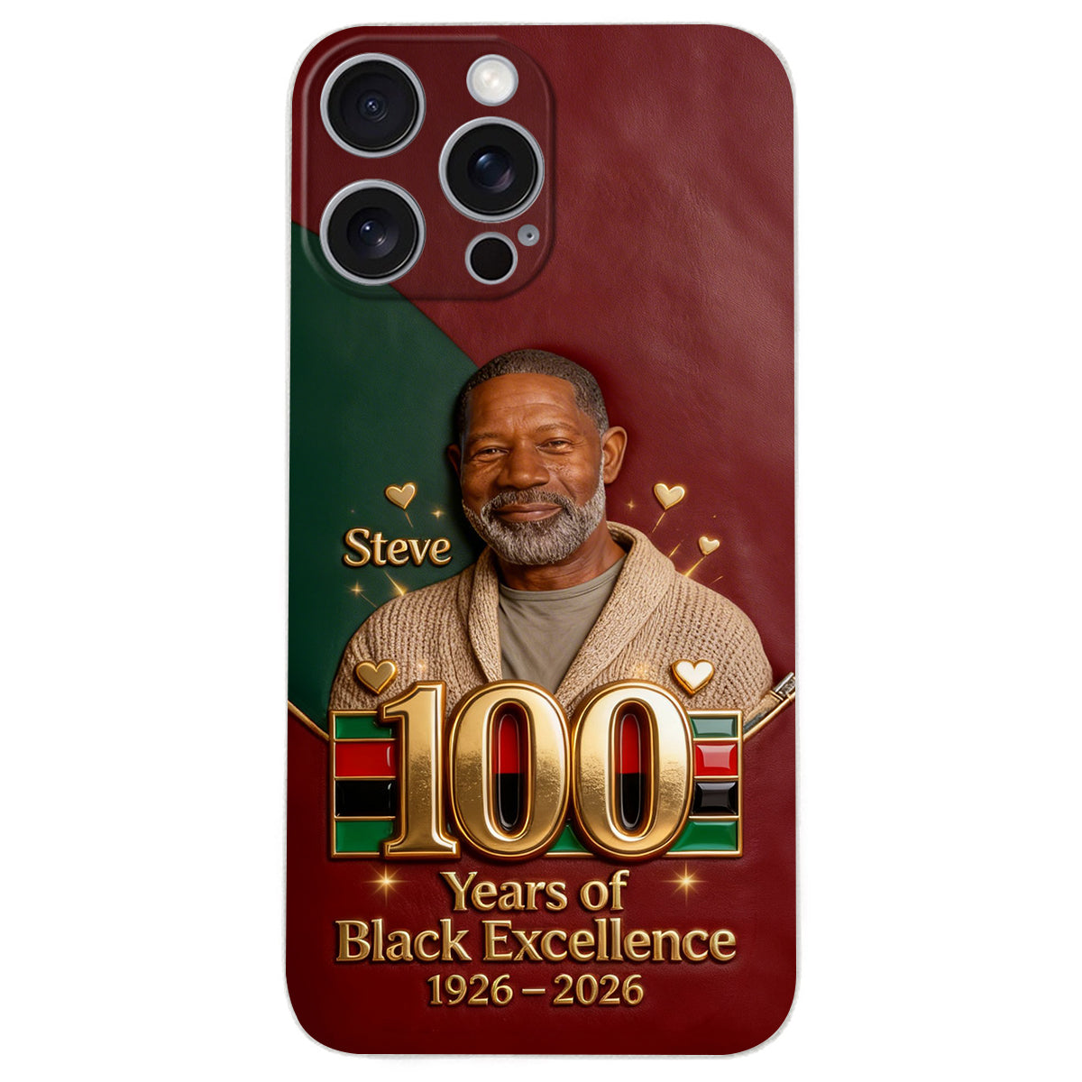 100 ans d'excellence noire - Étui de téléphone personnalisé en cuir afro-américain