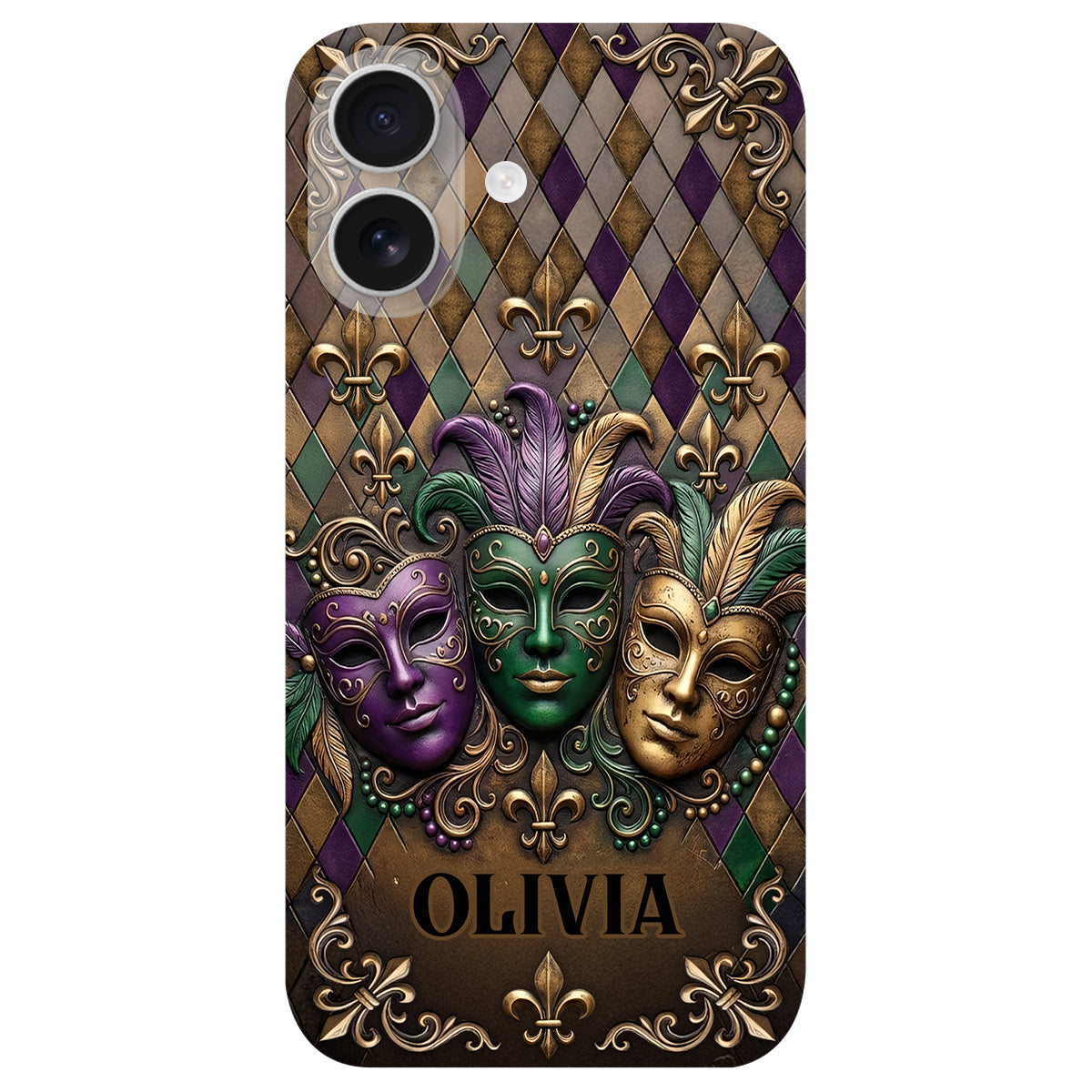 Mardi Gras Fleur de Lis - Étui de téléphone en cuir personnalisé Mardi Gras