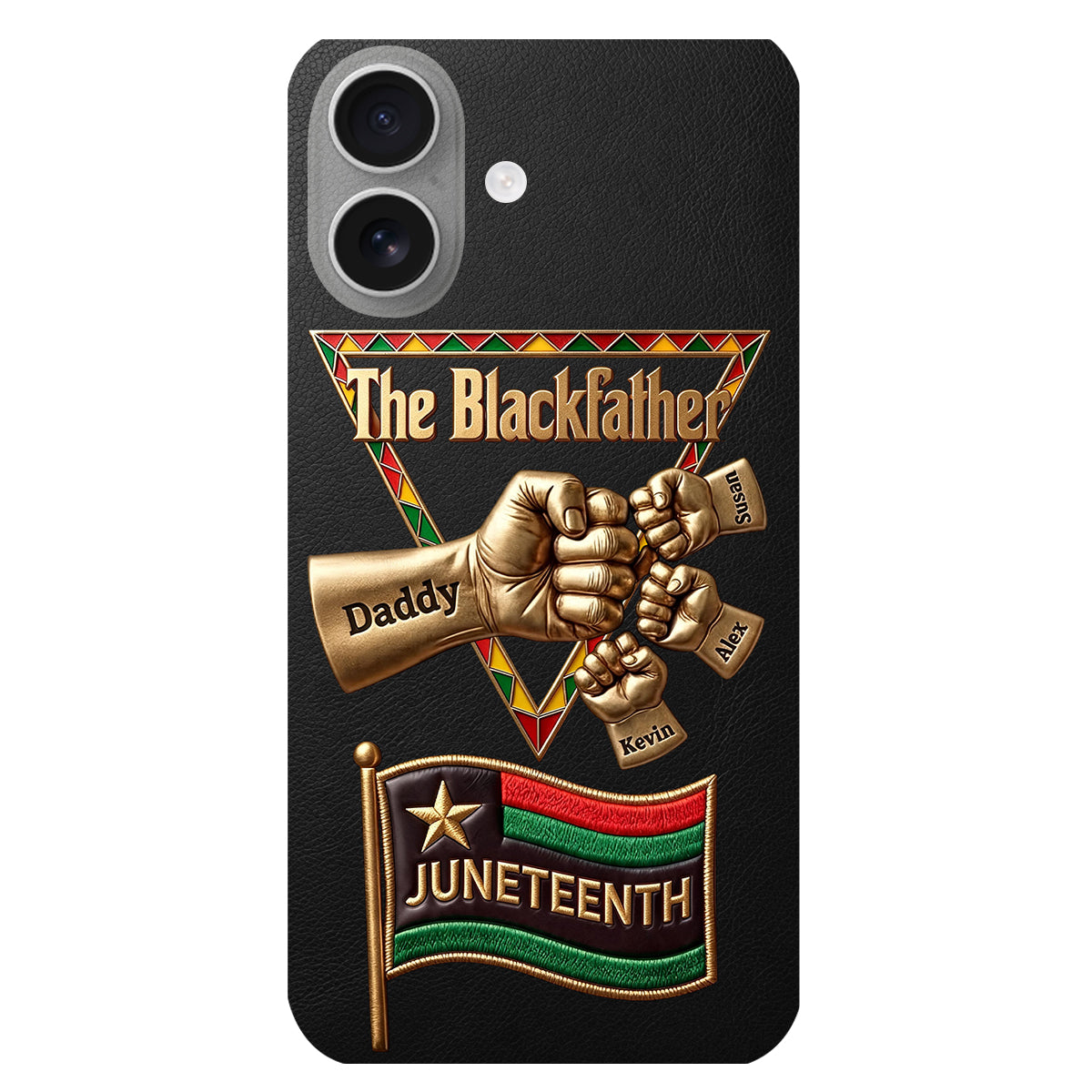 The Blackfather - Personalized Father 3D Embossed Leather Phone Case