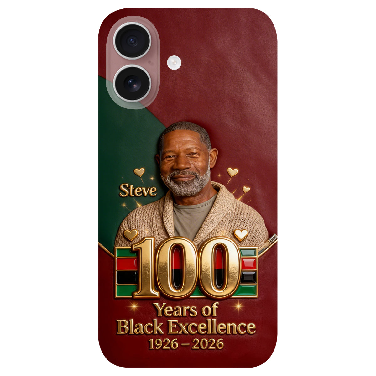 100 ans d'excellence noire - Étui de téléphone personnalisé en cuir afro-américain