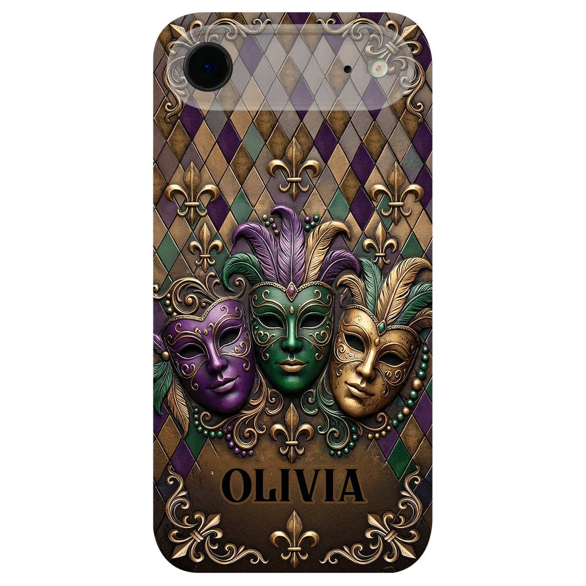 Mardi Gras Fleur de Lis - Étui de téléphone en cuir personnalisé Mardi Gras