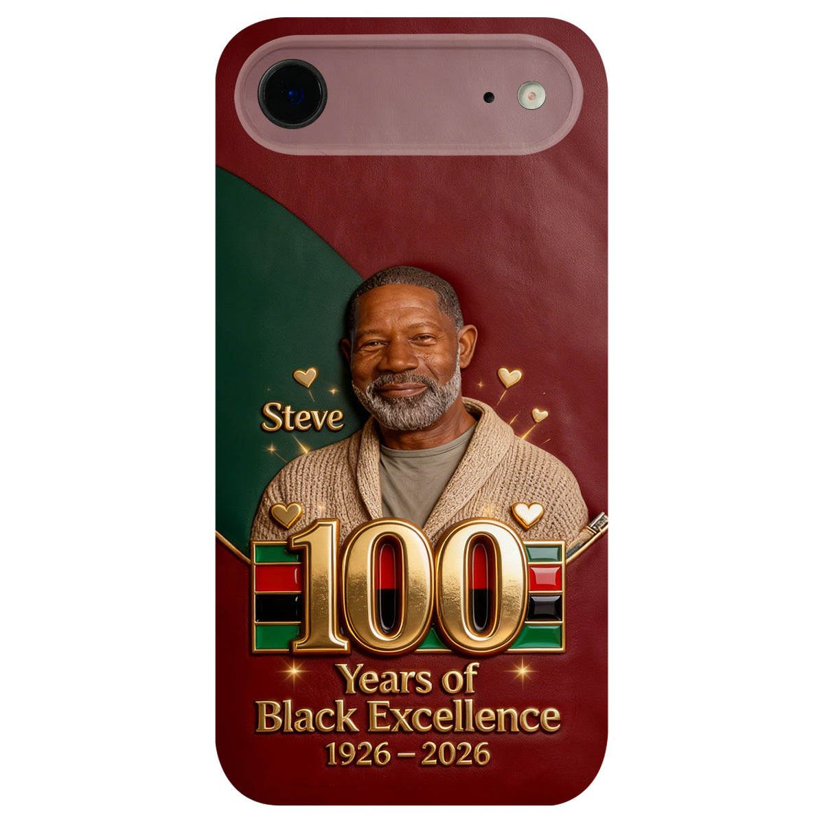 100 ans d'excellence noire - Étui de téléphone personnalisé en cuir afro-américain