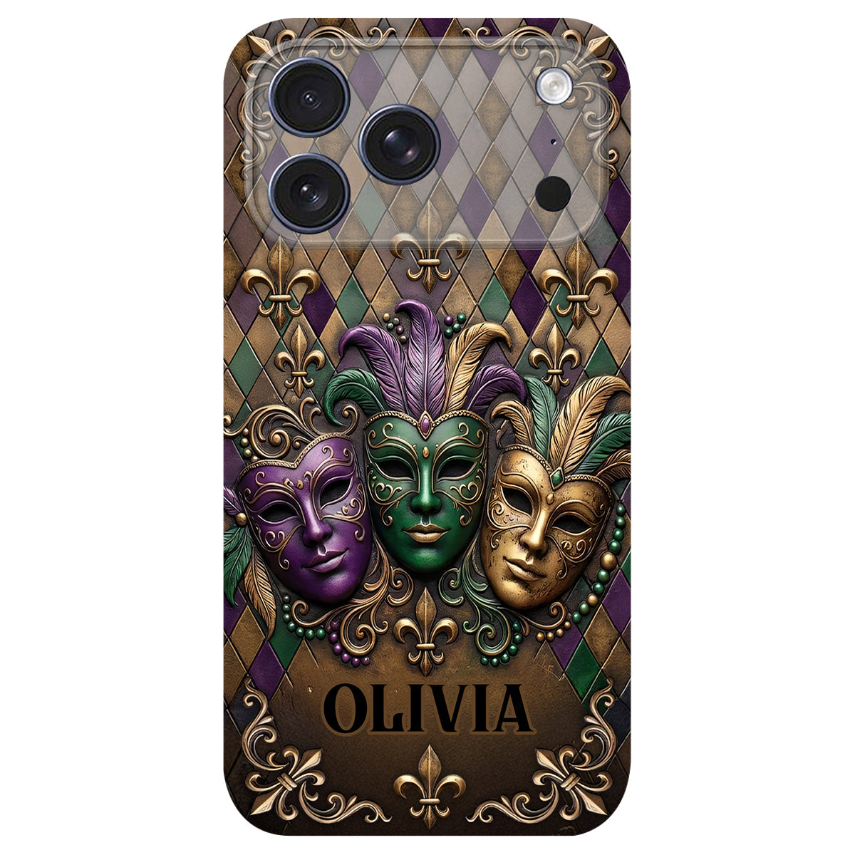 Mardi Gras Fleur de Lis - Étui de téléphone en cuir personnalisé Mardi Gras