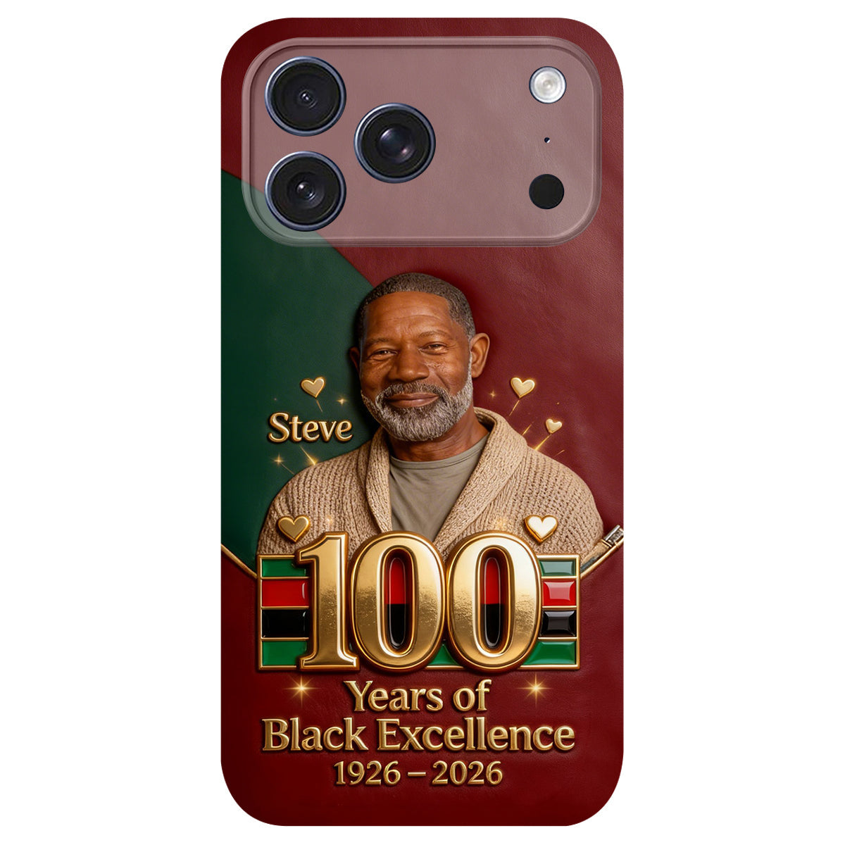 100 ans d'excellence noire - Étui de téléphone personnalisé en cuir afro-américain