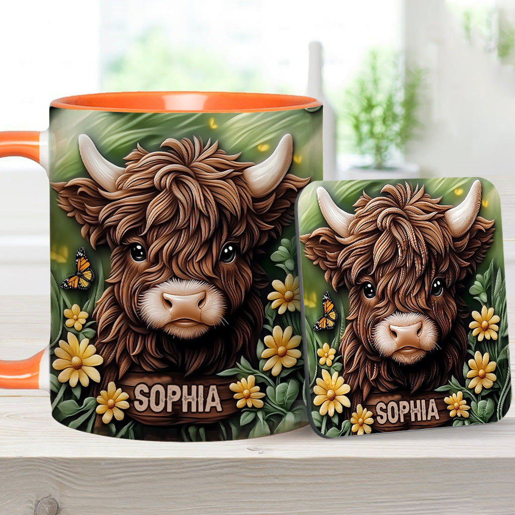 Baby Highland Cow - Personalisierter Akzentbecher
