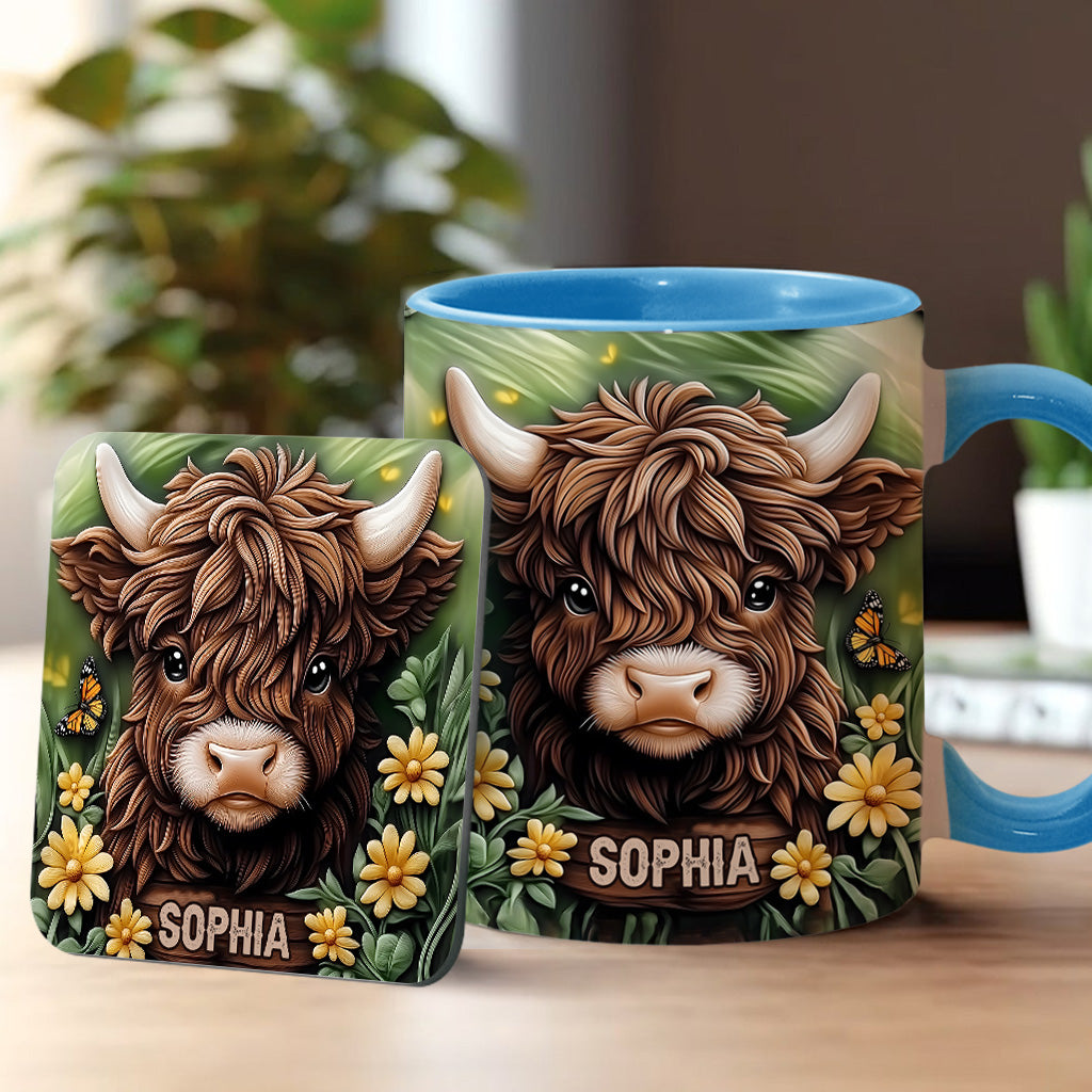 Baby Highland Cow - Personalisierter Akzentbecher