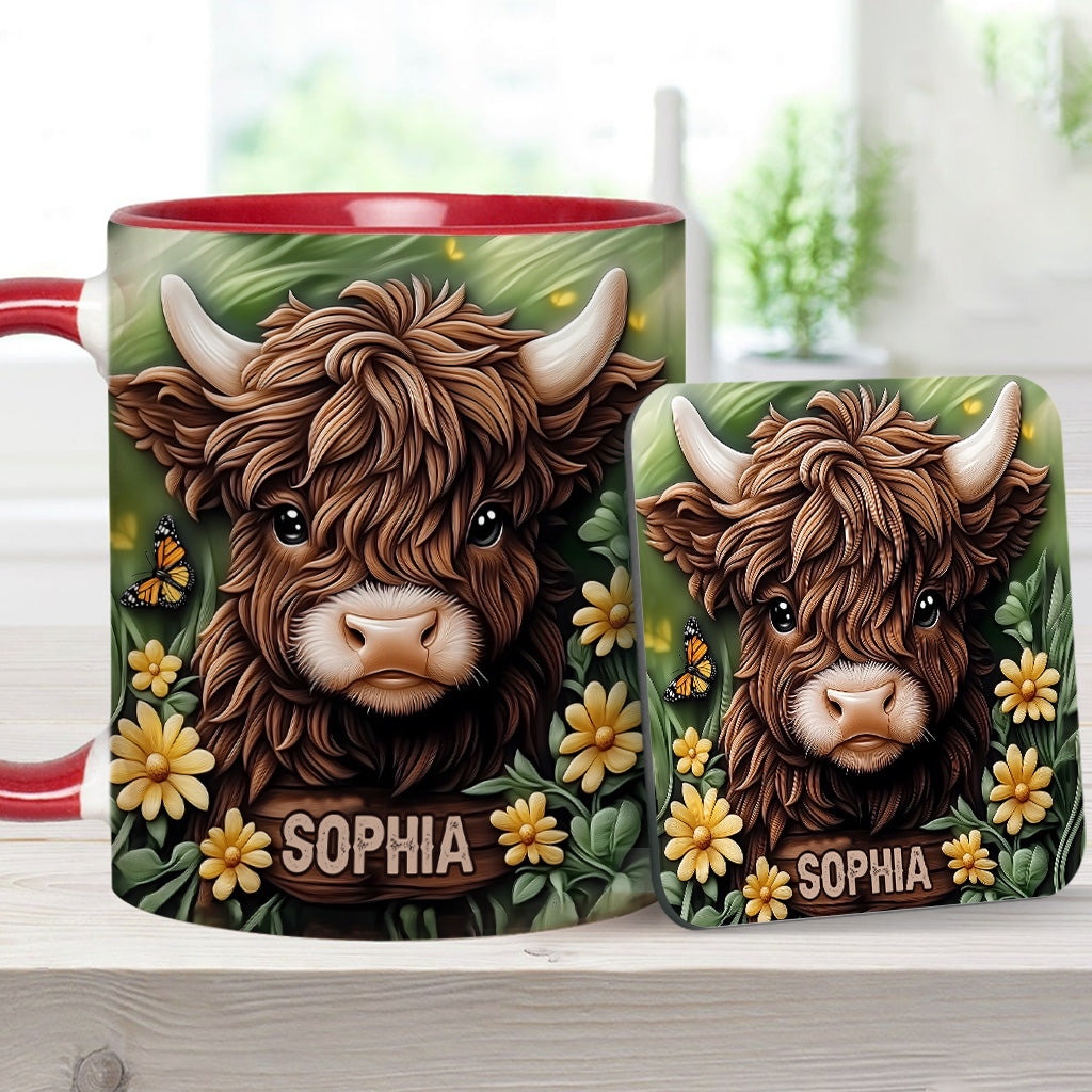 Baby Highland Cow - Personalisierter Akzentbecher