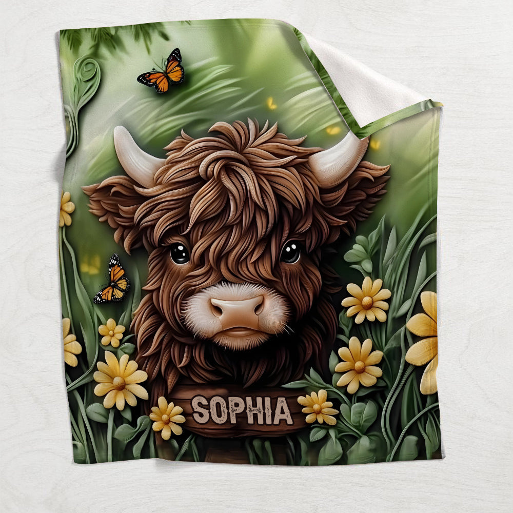 Baby Highland Cow - Personalisierte Decke