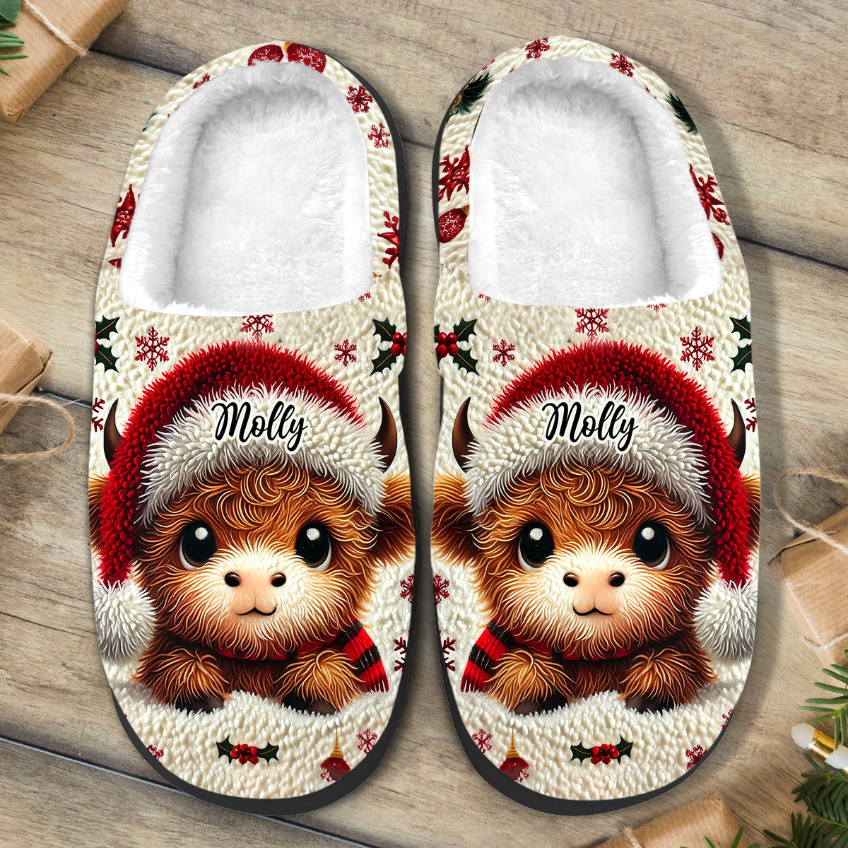 Beautiful Baby Highland Cow - Personalized Slippers