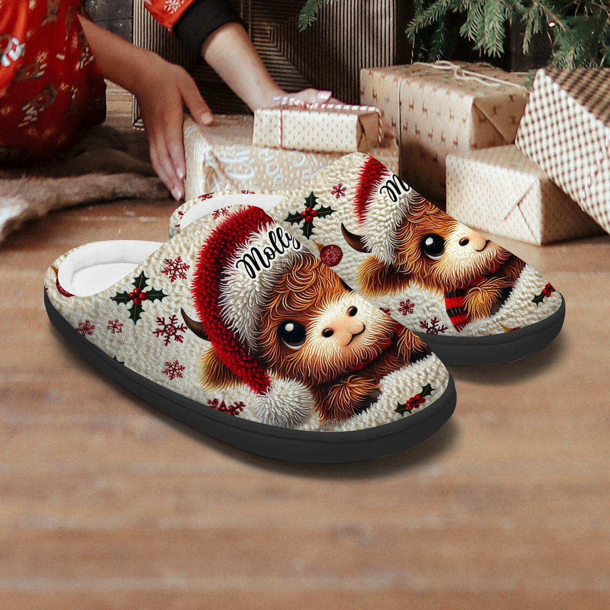 Beautiful Baby Highland Cow - Personalized Slippers