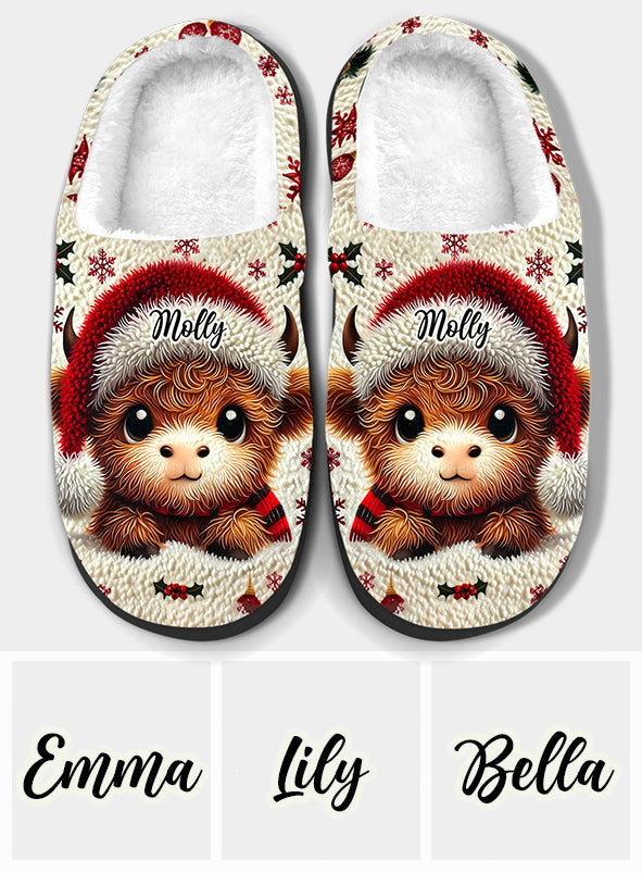 Beautiful Baby Highland Cow - Personalized Slippers