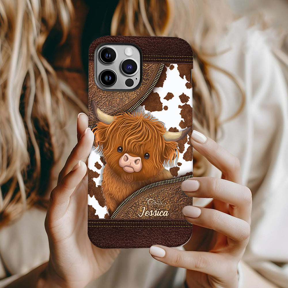 Juste une fille qui aime les vaches des Highlands - Coque de téléphone personnalisée avec impression intégrale