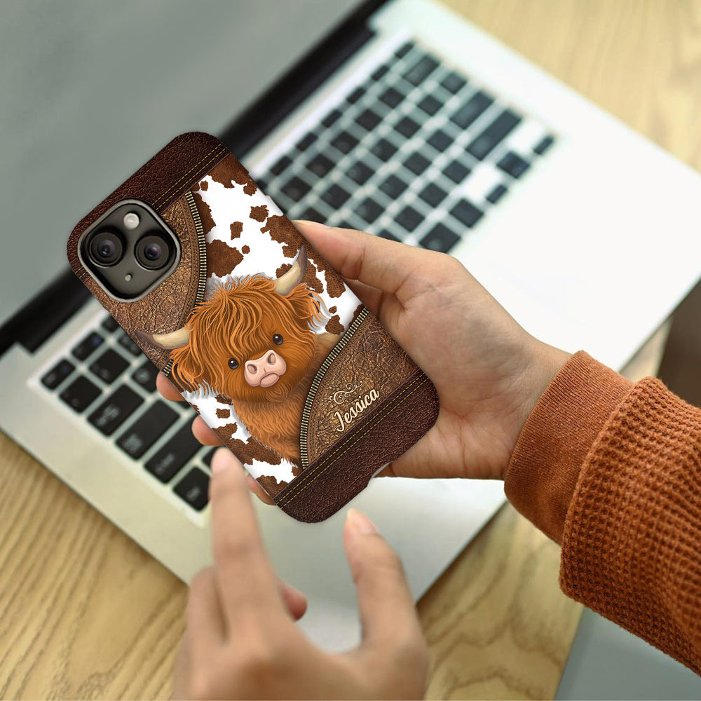 Juste une fille qui aime les vaches des Highlands - Coque de téléphone personnalisée avec impression intégrale