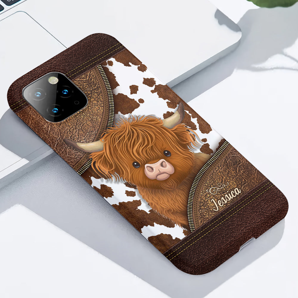 Juste une fille qui aime les vaches des Highlands - Coque de téléphone personnalisée avec impression intégrale