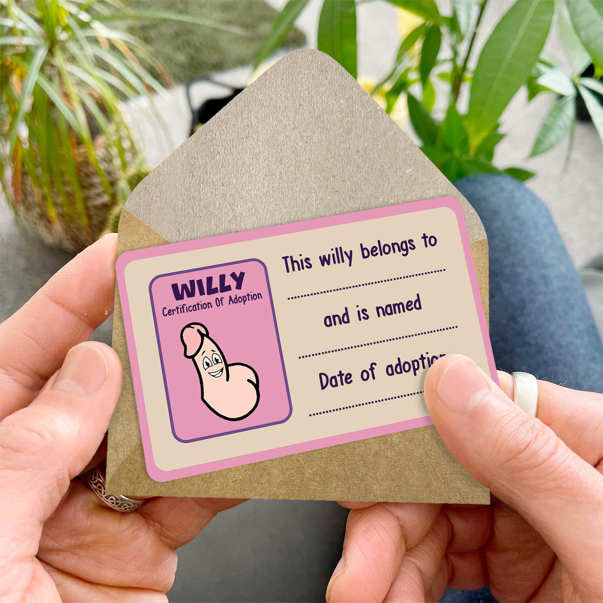 Willy Certification Of Adoption - Personalized Couple Wallet Insert Card