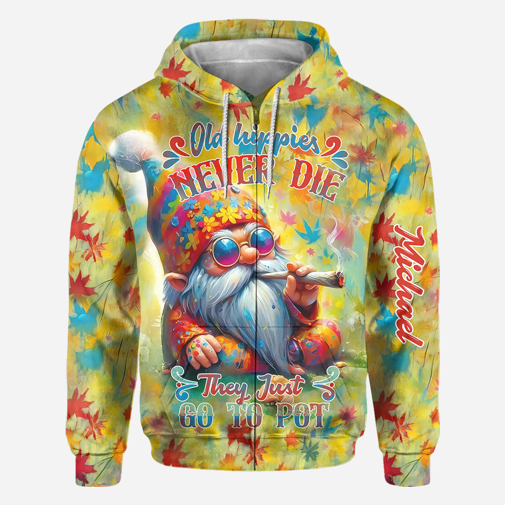 Les vieux hippies ne meurent jamais, ils finissent juste par se défoncer - T-shirt hippie personnalisé