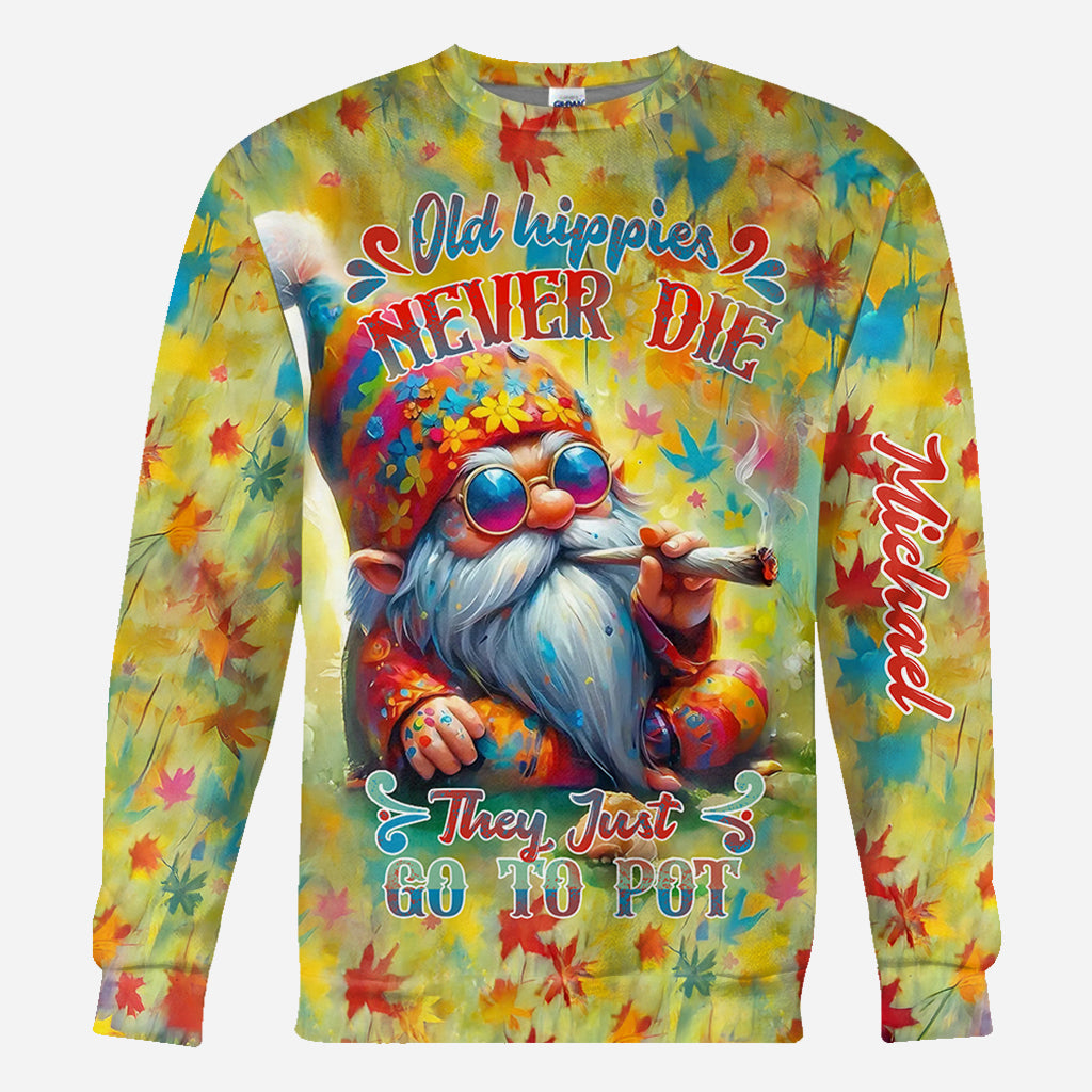 Les vieux hippies ne meurent jamais, ils finissent juste par se défoncer - T-shirt hippie personnalisé