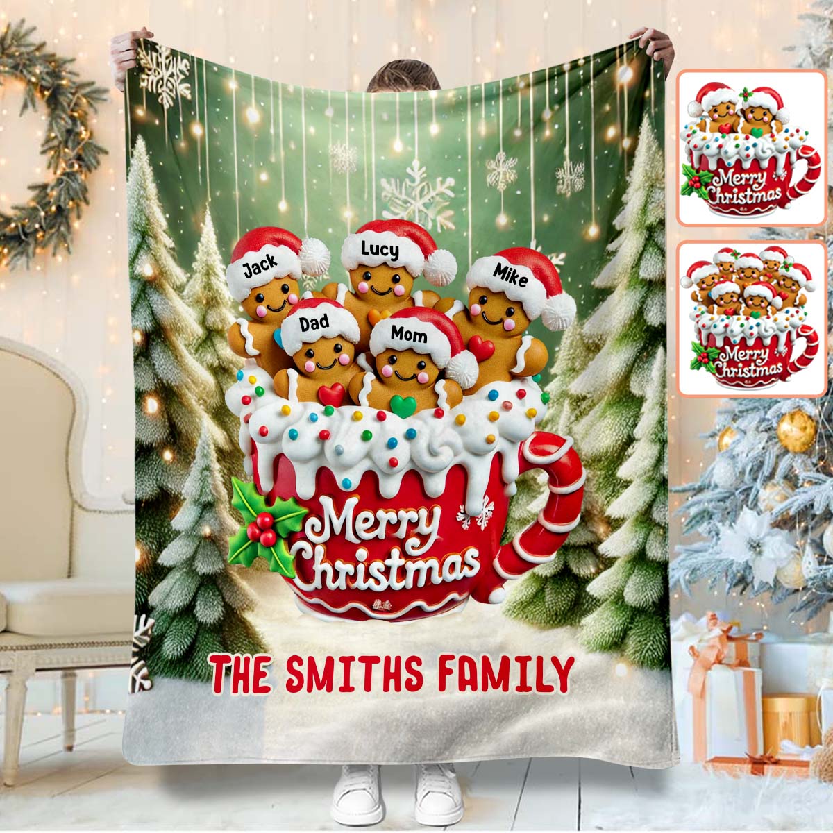 Frohe Weihnachten – Personalisierte Familiendecke