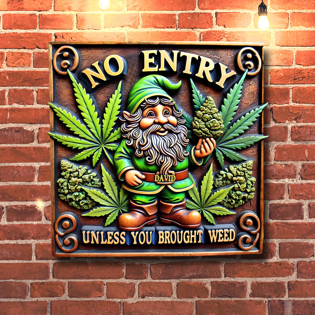Entrée interdite sans cannabis - Panneau métallique personnalisé « Weed Cut »