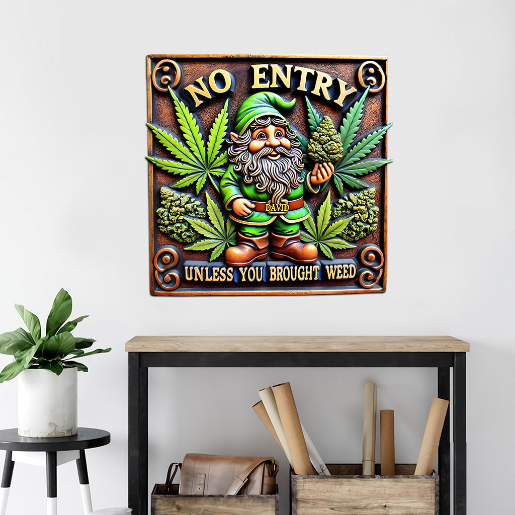 Entrée interdite sans cannabis - Panneau métallique personnalisé « Weed Cut »