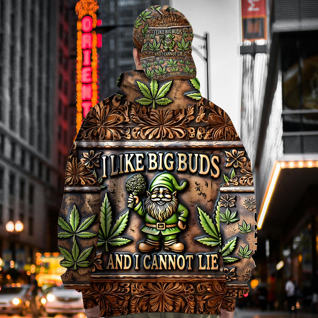Ich mag große Buds – Personalisierter Hoodie mit Weed-Allover-Print & Klassische Kappe