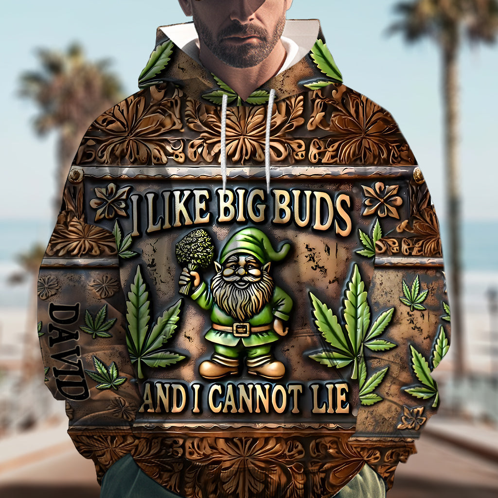 Ich mag große Buds – Personalisierter Hoodie mit Weed-Allover-Print & Klassische Kappe